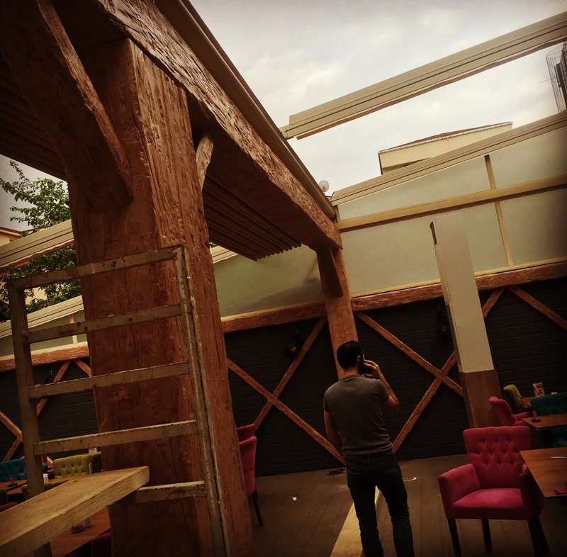 Outdoor Terrace Patio with Faux Timber Pillars