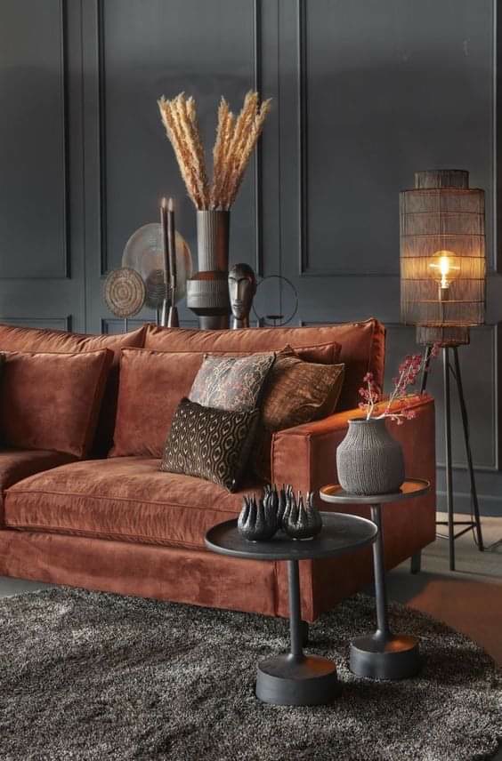 Modern Living Room with Charcoal Wall Paneling