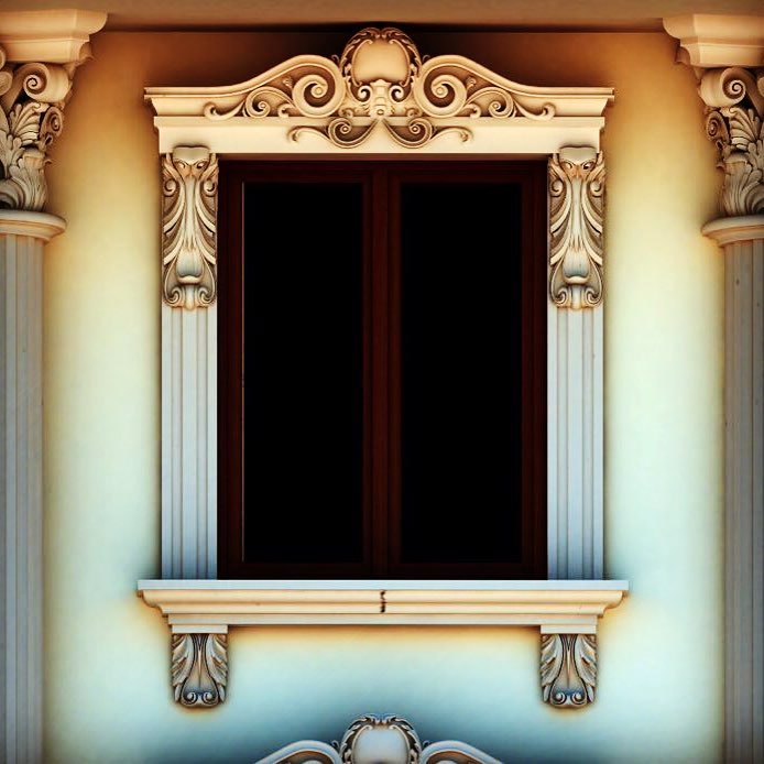 Classical Window Surround with Cartouche Header