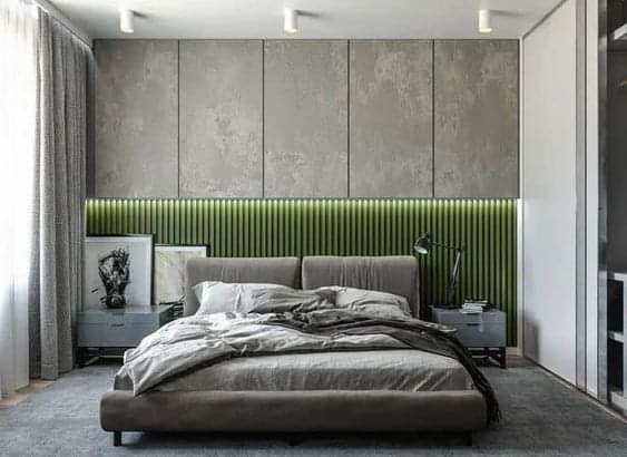 Two-Tone Fluted Bedroom Paneling Design Idea