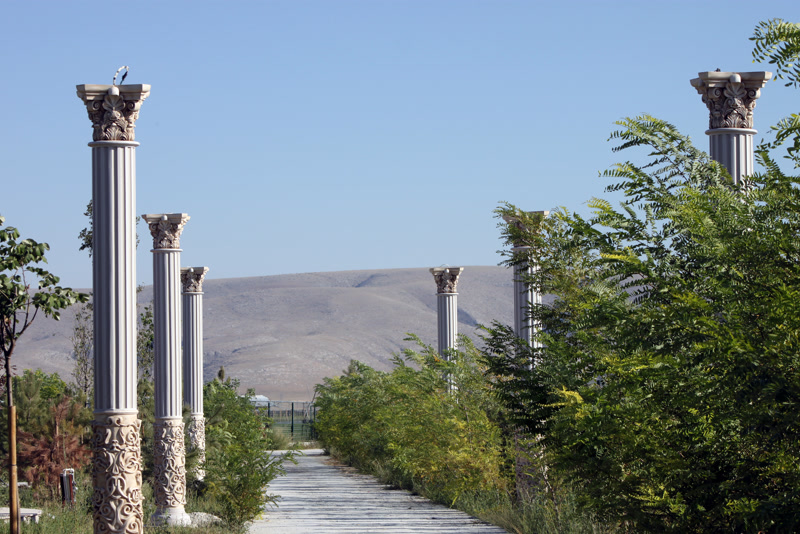 Outdoor Colonnade Walkway with Corinthian Columns
