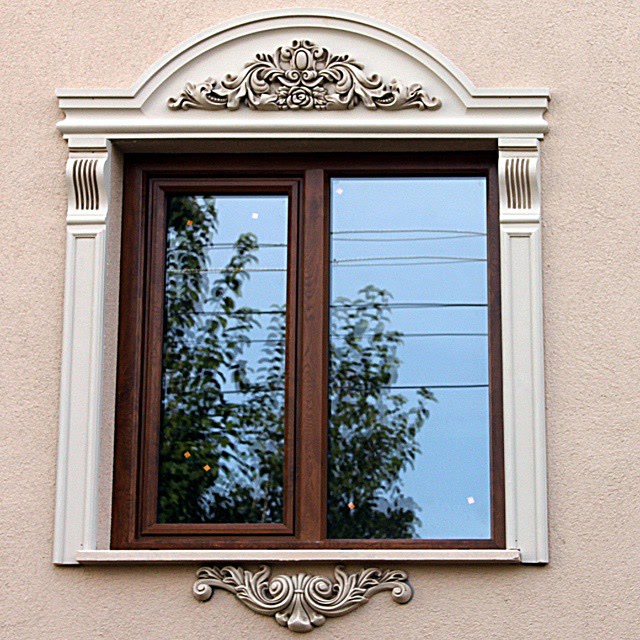 Exterior Window Casing Surround with Arched Pediment
