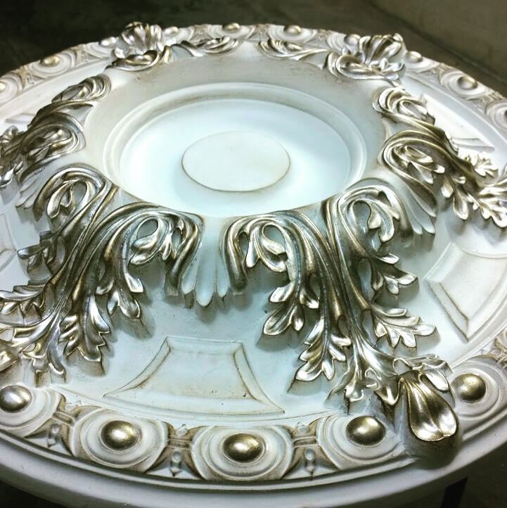 Antique Silver Patina Ceiling Medallion Dome