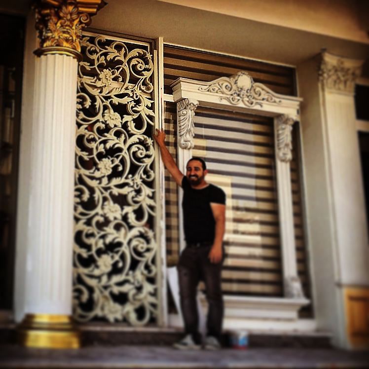 Exterior Facade Decor with Floral Screen Grille
