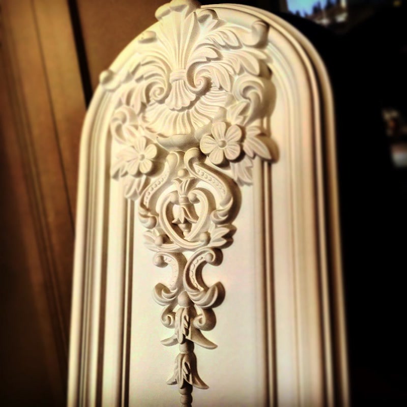 Arched Top Polyurethane Panel with Floral Carvings