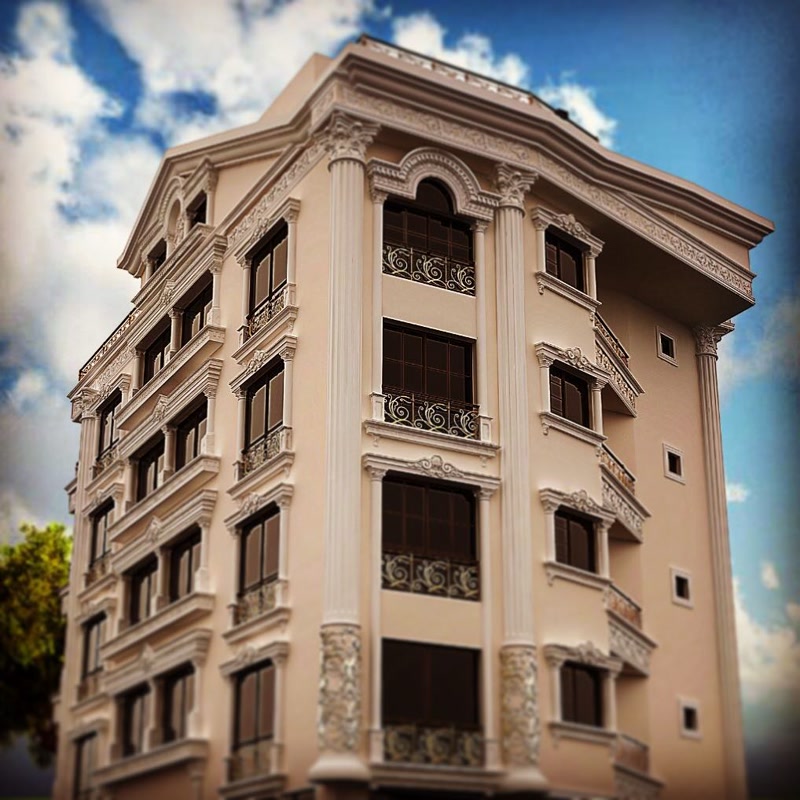 Multi-Story Corner Luxury Apartment Facade