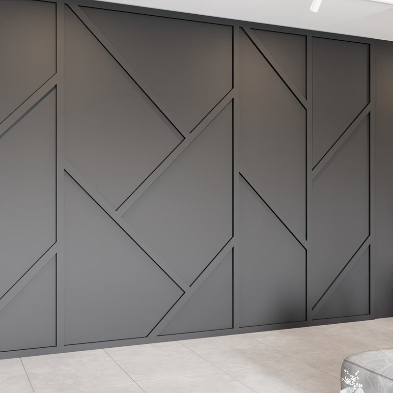 Charcoal Grey Asymmetrical Geometric Wall Panel