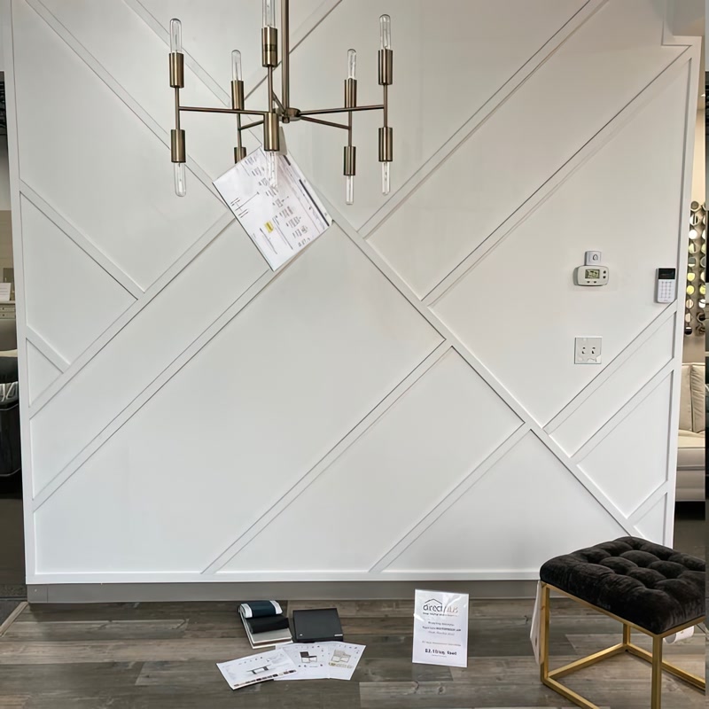 Showroom White Diagonal Geometric Accent Wall