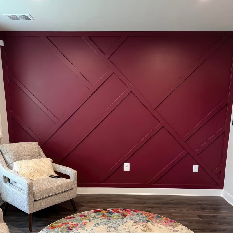 Deep Burgundy Red Geometric Slat Wall Panel