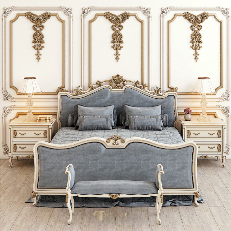 Rococo Bedroom Suite with Gold Gilded Wall Frames