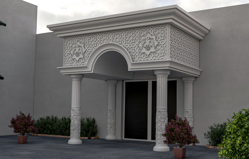 Islamic Entrance Arch Canopy with Lattice Frieze