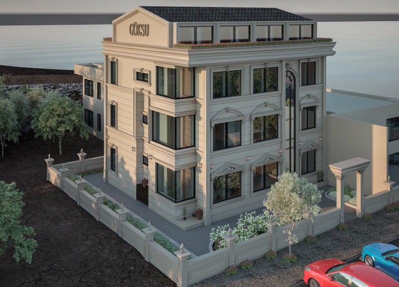 Aerial View of Coastal Commercial Building