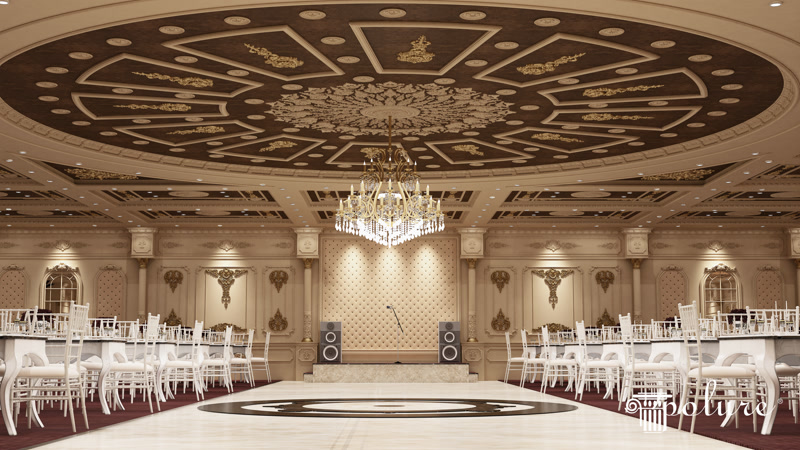 Grand Wedding Hall with Radial Star Dome Ceiling