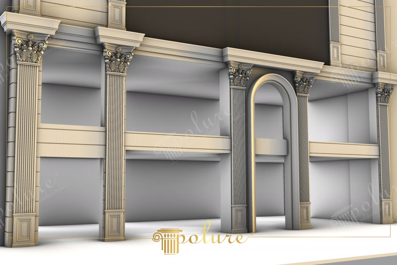 Commercial Building Entrance Colonnade CAD Render