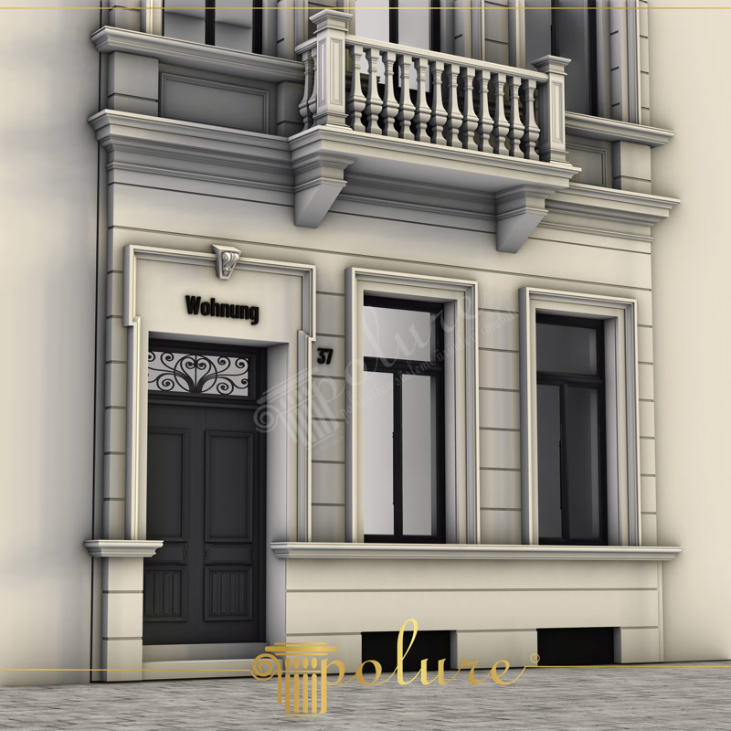 European Apartment Entrance Facade Rendering
