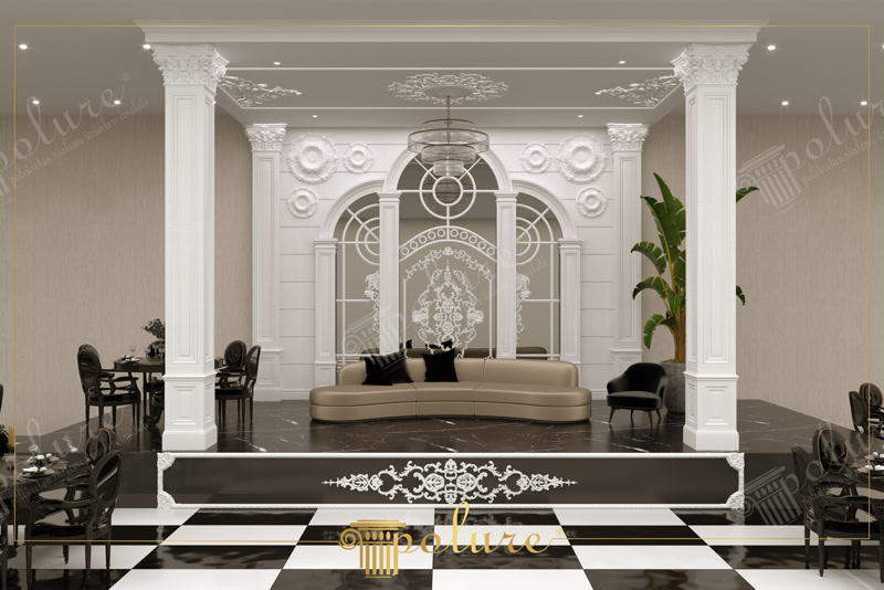 Event Hall Stage Backdrop with Checkered Floor
