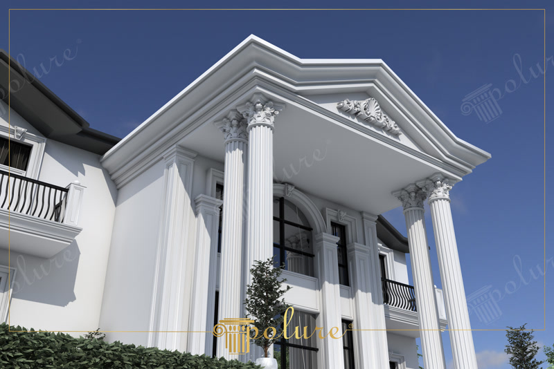 Upward Perspective CAD Render of Double-Story Entrance Portico