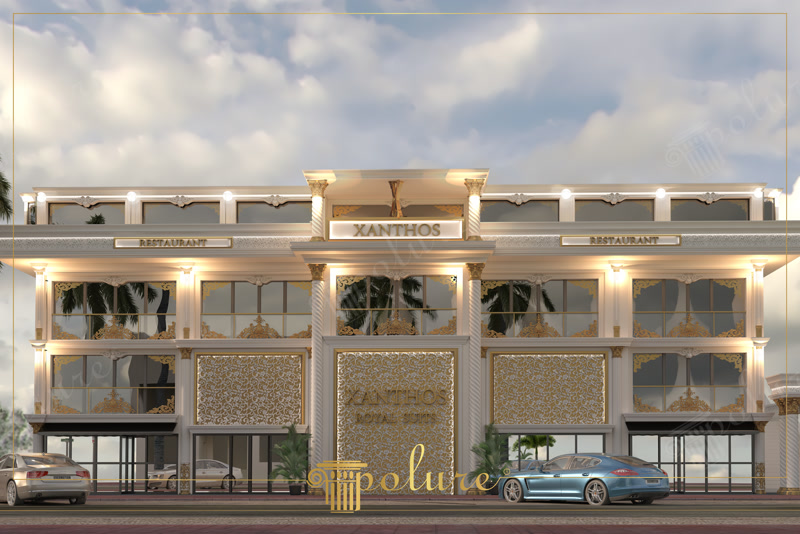 Front Elevation 3D Render of Xanthos Royal Suits