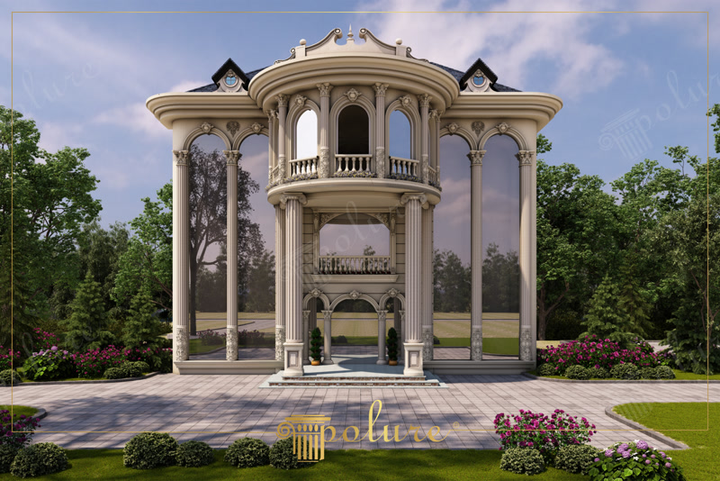 Front Facade 3D Render of Round Colonnade Pavilion