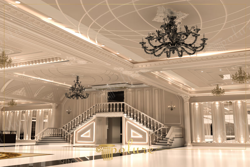 Interior Photo of Grand Ballroom with Double Staircase