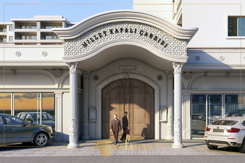 Front View 3D Render of Millet Kapalı Çarşısı Entrance