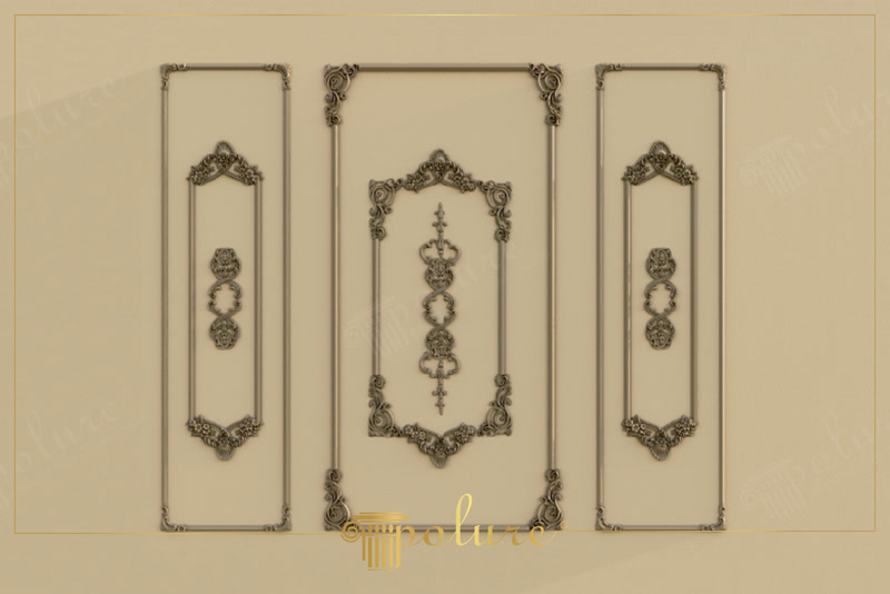 Front Wall Photo of Gold-Beige Carved Filigree Moldings