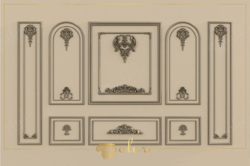 Front Wall Photo of Bronze-Gold Panel Composition