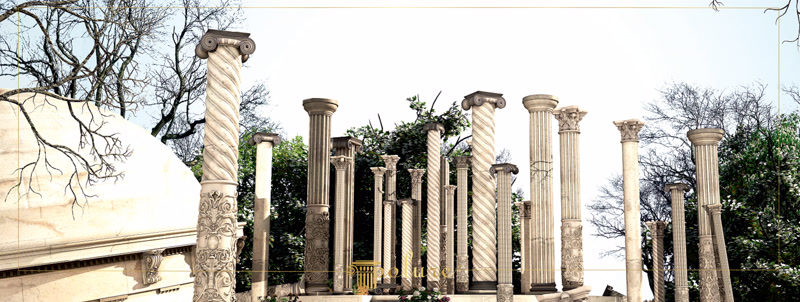 Panoramic CAD Render of Classical Column Garden