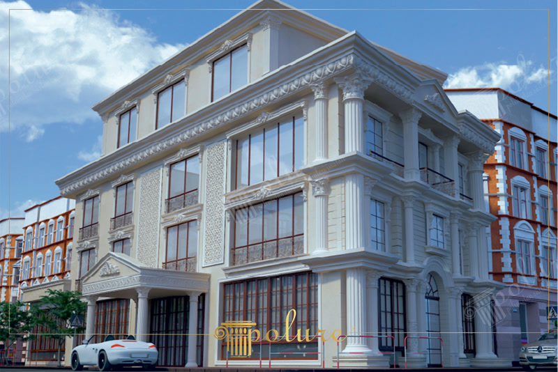 Upward CAD Render of Corner Commercial Building