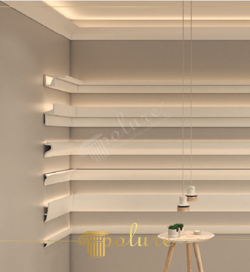Front Wall Photo of LED Cove Lighting Molding Samples