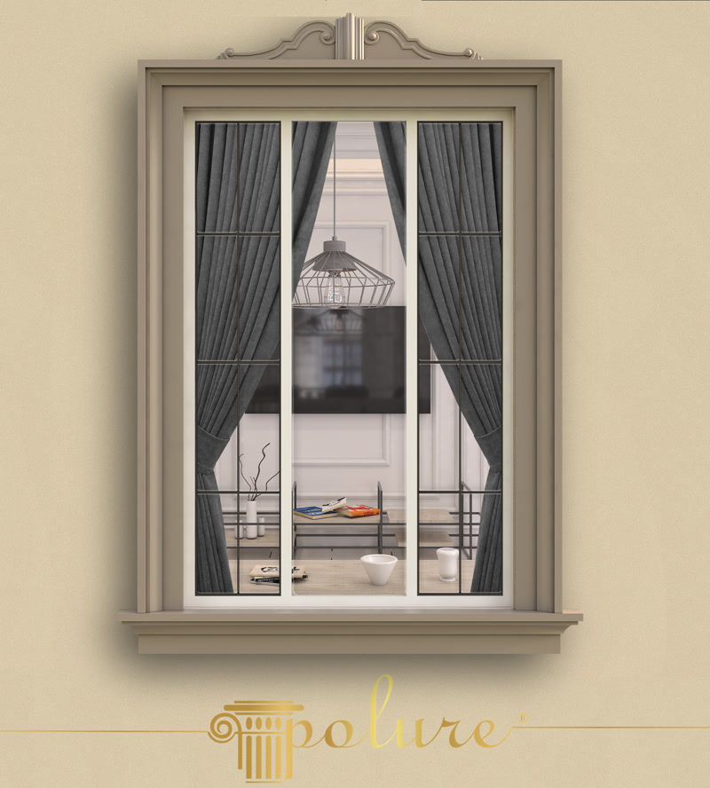 Front View Photo of Modern Window Casing with Keystone