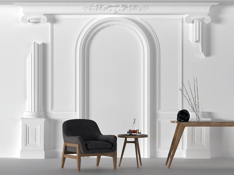 Front Wall Photo of White Neoclassic Arch Wall
