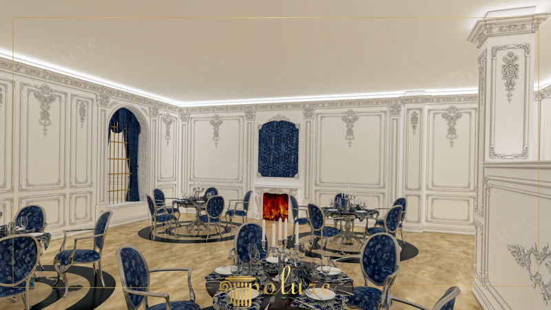 Classical Dining Room with Fireplace and Wainscoting
