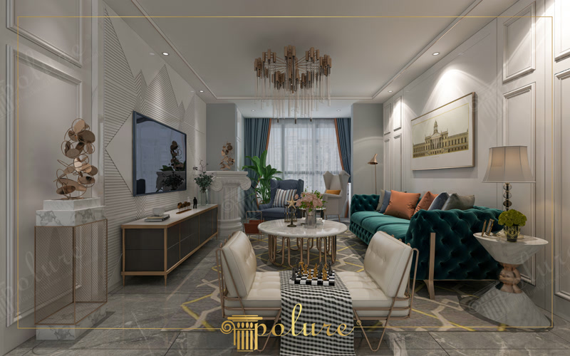 Front View Photo of Eclectically Styled Living Room