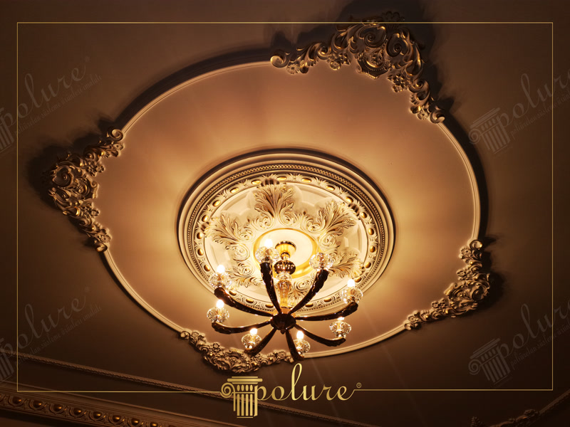 Upward Ceiling Photo of Oval Dome with Chandelier
