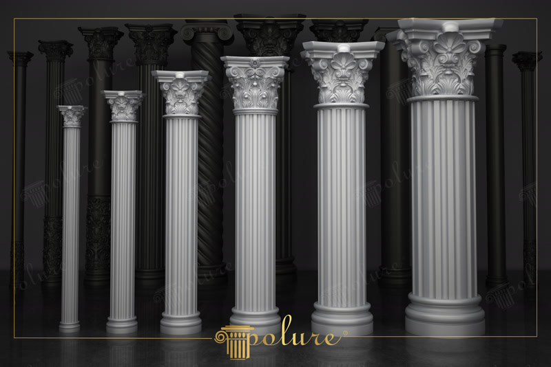Front View CAD Render of White Corinthian Columns