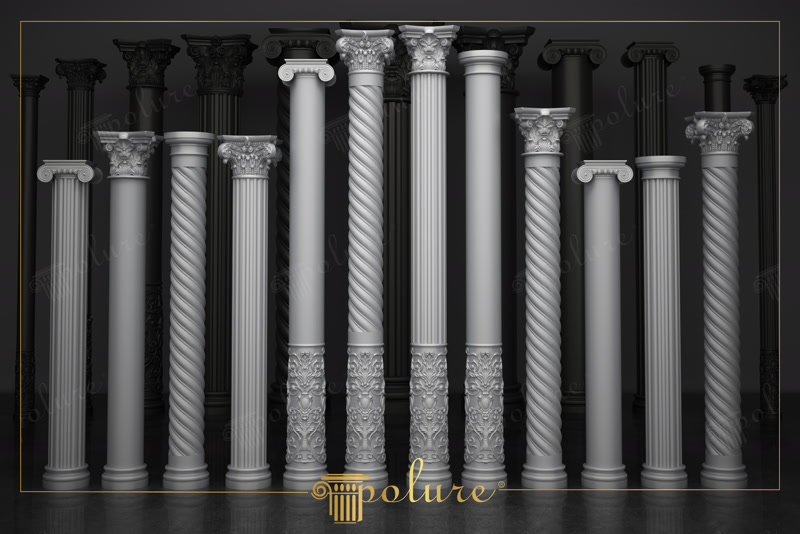 Front View CAD Render of White Decorative Column Array