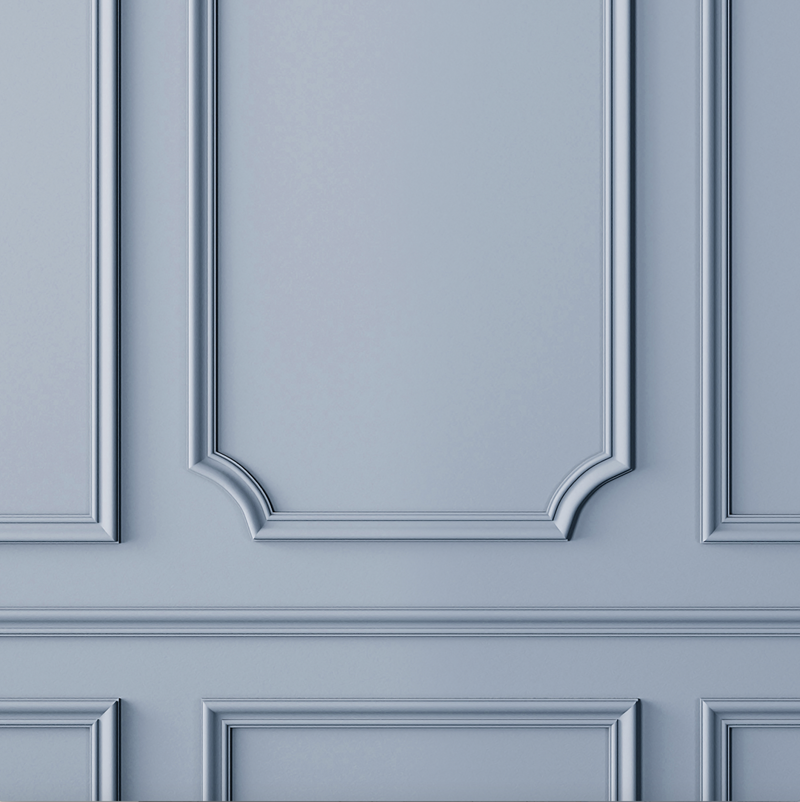 Macro Photo of Slate Blue Re-Entrant Corner Wainscoting