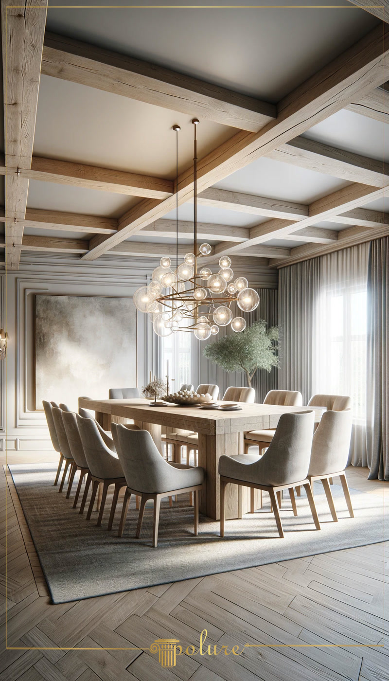 Oblique View Photo of Luxury Dining Hall with Glass Orbs