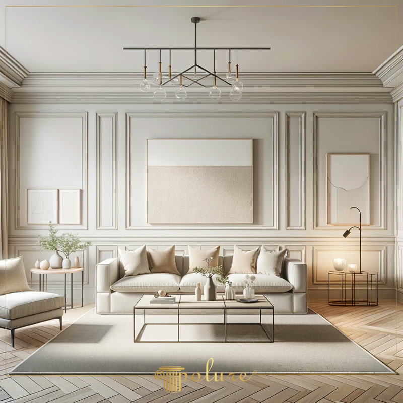 Front View Photo of Off-White Minimalist Lounge
