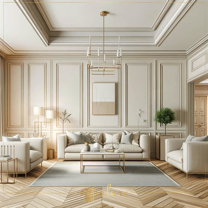 Front View Photo of Beige Neoclassic Salon
