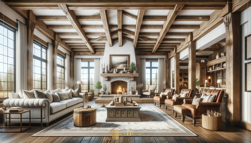 Front View Photo of Mountain Lodge Salon with Timber Beams