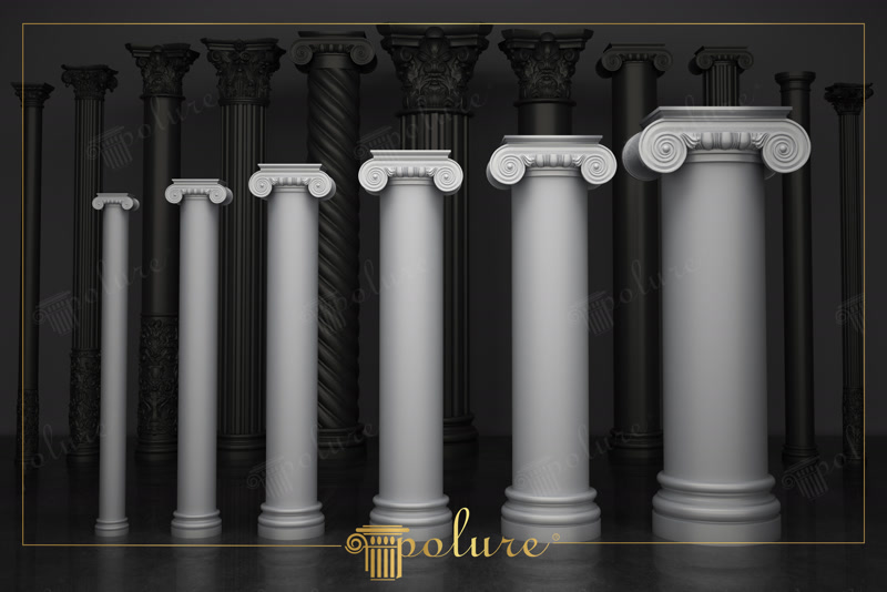 Front View CAD Render of White Plain Ionic Columns