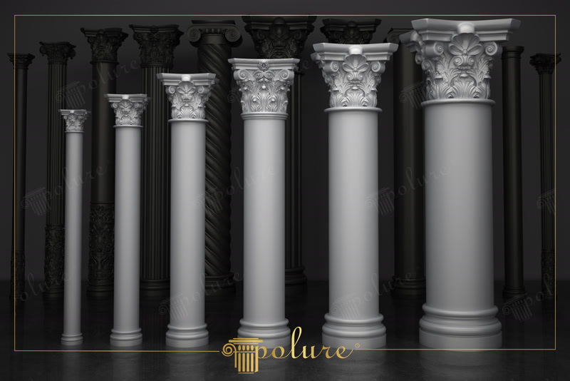 Front View CAD Render of White Plain Corinthian Columns