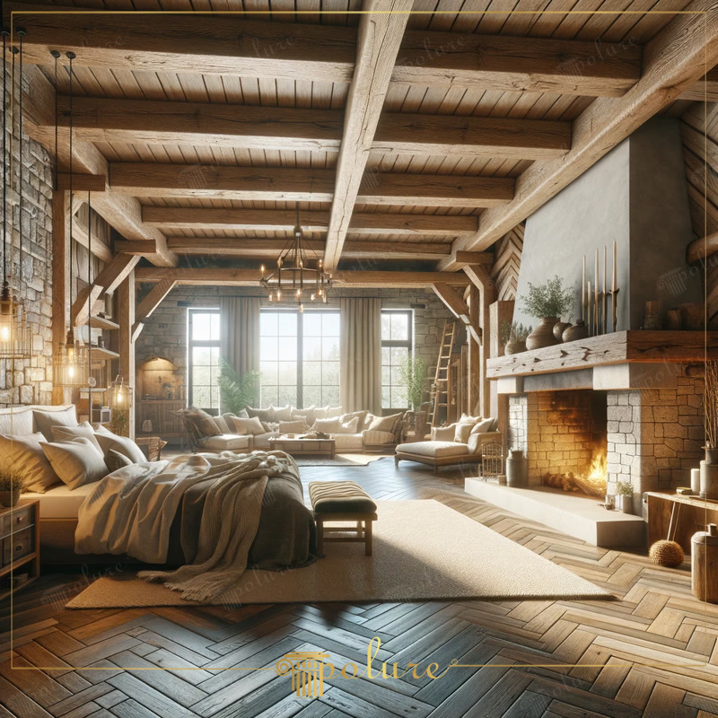 Oblique Photo of Chalet Penthouse Suite with Fireplace