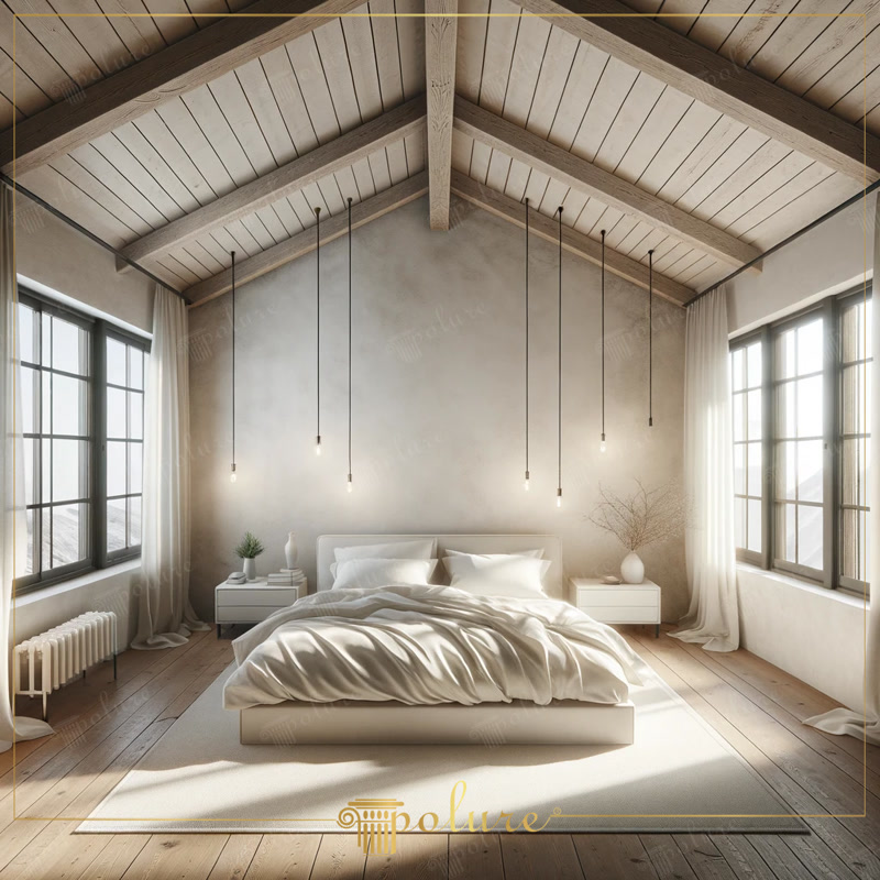 Front View Photo of Minimalist Attic Bedroom