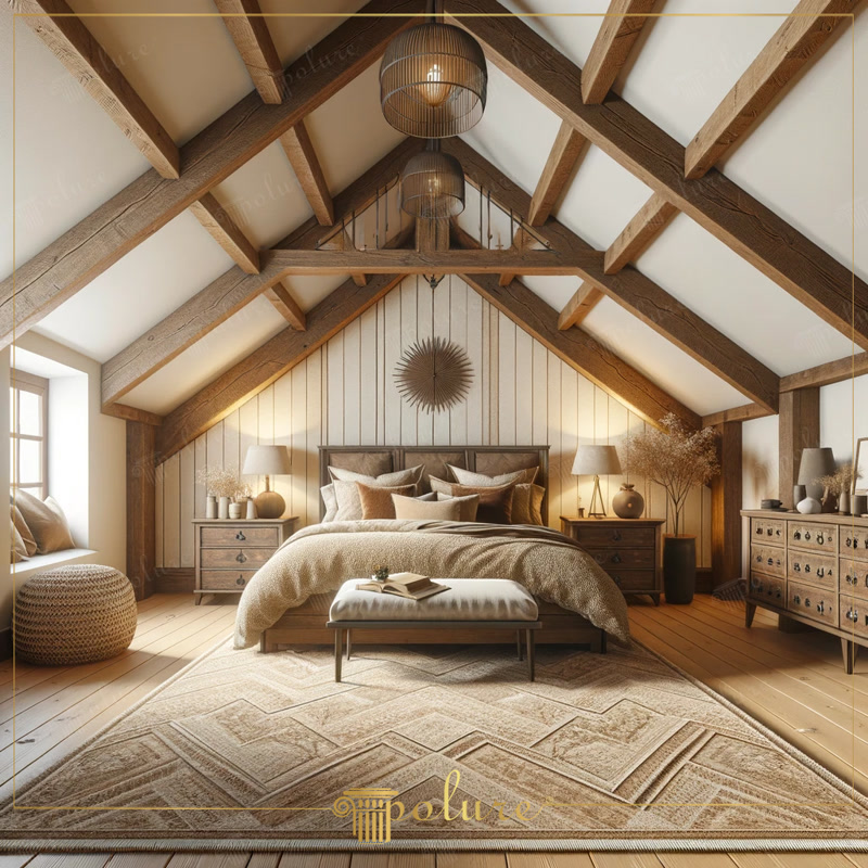 Front View Photo of Rustic Attic Chalet Suite with Rafters