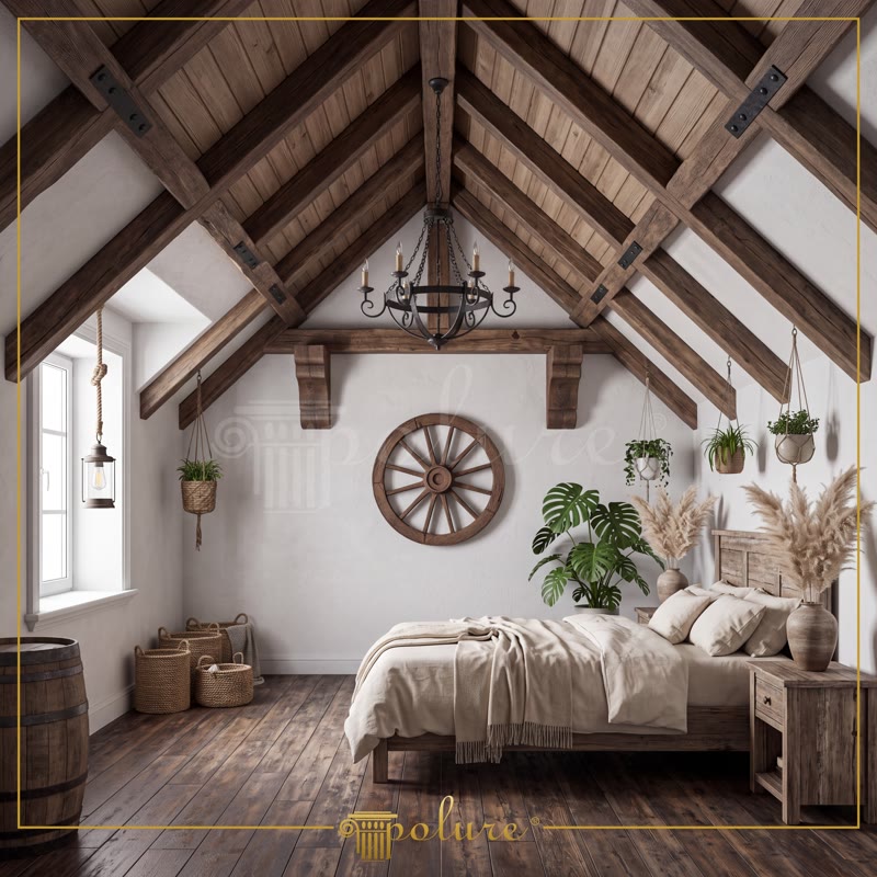 Front View Photo of Rustic Attic Suite with Pampas Grass