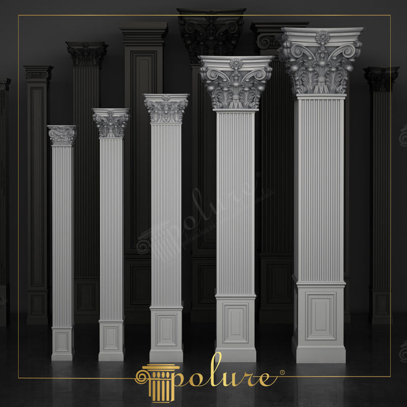 Studio Product Render of White Fluted Corinthian Pilasters