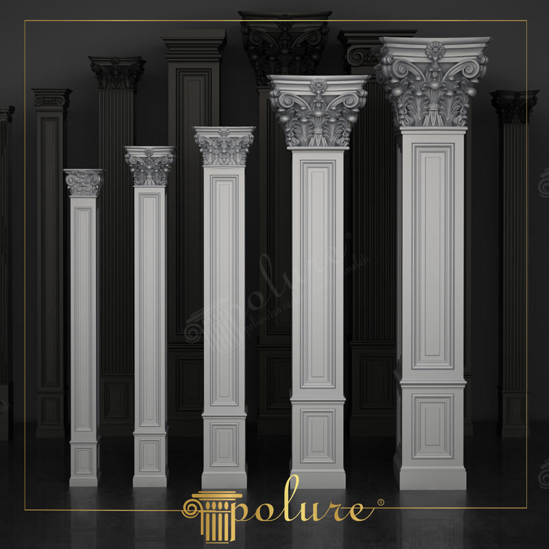 Studio Product Render of White Recessed Panel Corinthian Pilasters